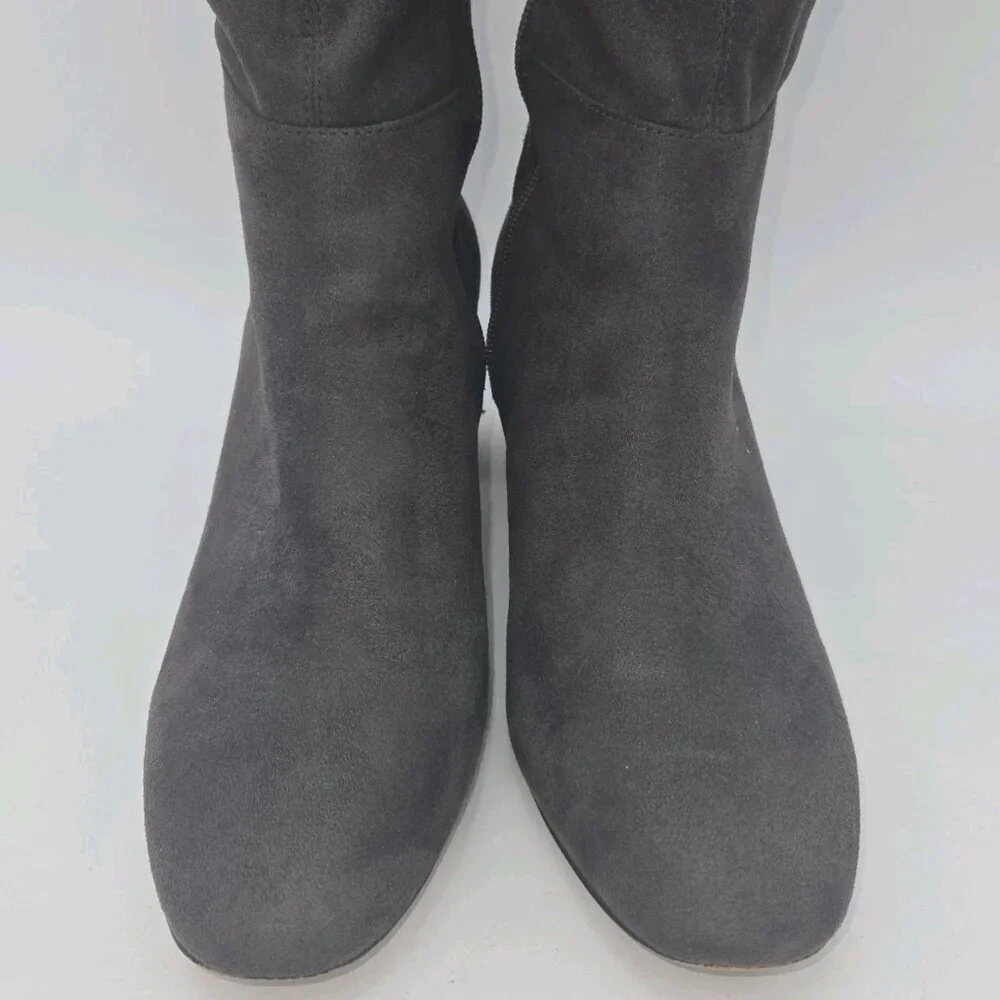 Ann Taylor Gray Grey Faux Suede Camden Knee High Block Heel Boots 10 M Womens Ta